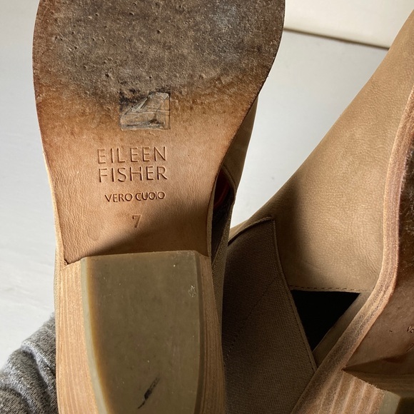 Eileen Fisher Vero Cuoio Evan Tan Soft Leather Ankle Booties Boots, Size 7 - Picture 11 of 15